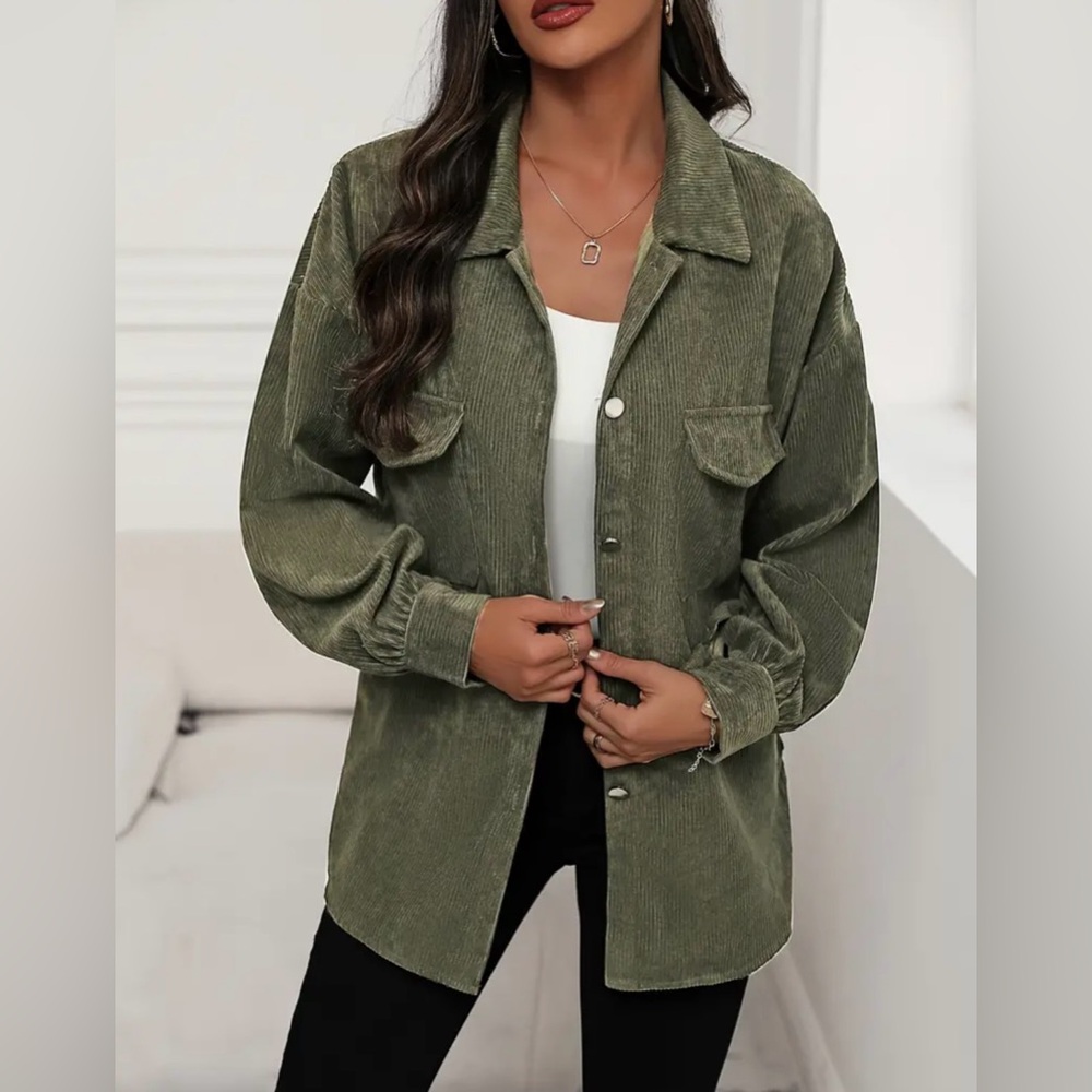 Olive Green Shacket Small